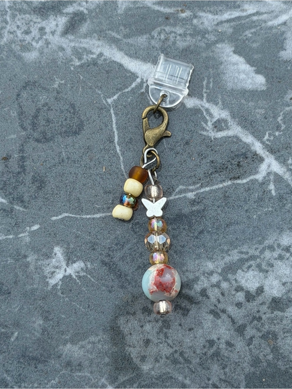 Beaded Butterfly Charm dust plug - USB-C phone kindle iPad controller